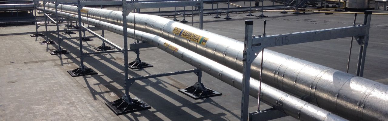 MIRO rooftop pipe supports with trapeze clevis hangers and more