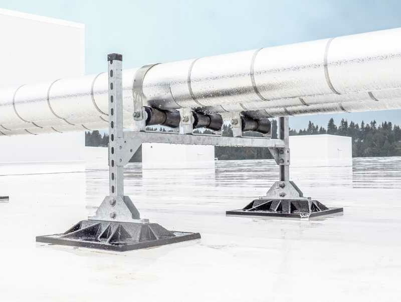 rooftop pipe supports custom with roller seats