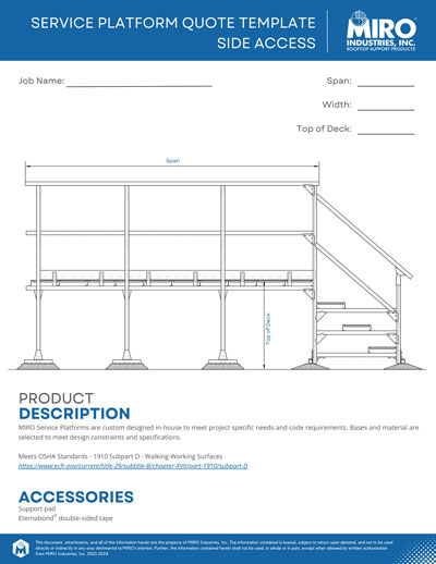 Quote template for rooftop service platform side access