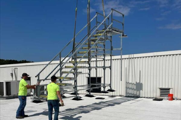 MIRO stairs being place in position on roof