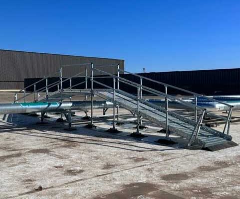 MIRO ramp crossing over pipes on rooftop